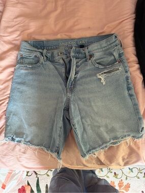 American Eagle Light Blue Distressed Denim Shorts